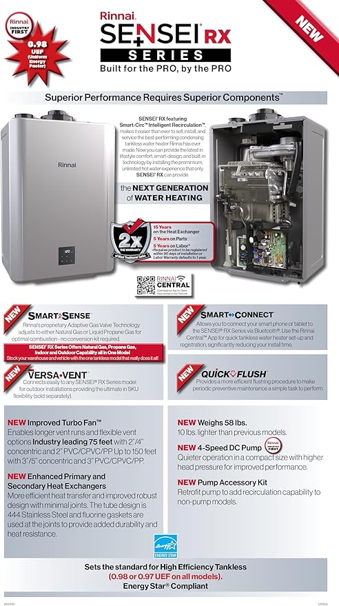 Rinnai Smart-Circ™ Intelligent Recirculation™ Tankless – RXP160iN thumbnail